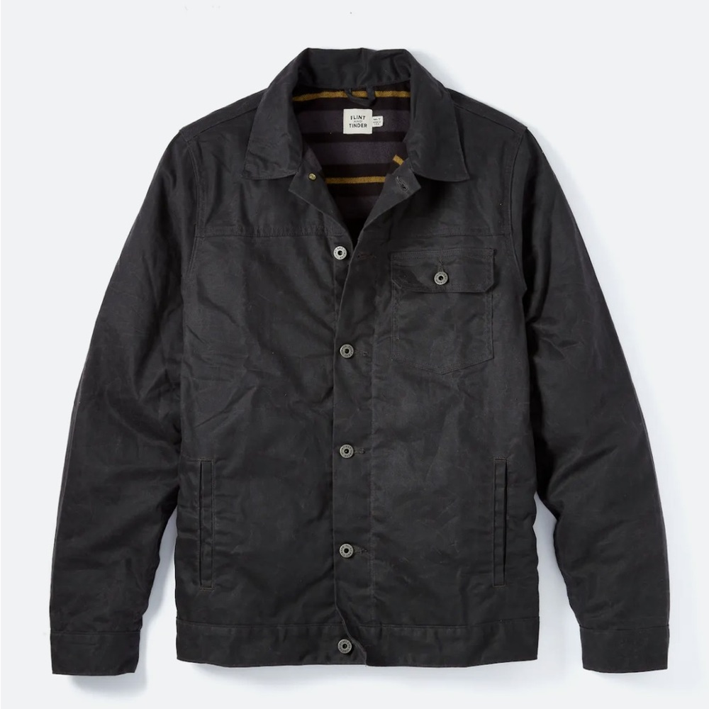 Flint and Tinder Unlined Waxed Trucker Jacket Size Medium